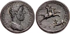 Roman Imperial Commodus. AD 177-192. Æ Sestertius (34mm, 32.55 g, 12h). Rome mint. Struck AD 185. M COMMODVS ANT ON AVG PIVS BRIT, bareheaded and draped bust right / VIRT AVG P M TR P X IMP VII COS II