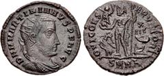 Roman Imperial Martinian. Usurper, AD 324. Æ Follis (20mm, 2.99 g, 5h). Nicomedia mint, 1st officina. D N M MARTINIANVS P F AVG, radiate, draped, and cuirassed bust right / IOVI CONS ERVATORI, Jupiter