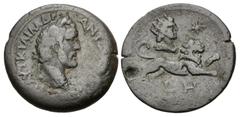 Roman Provincial EGYPT, Alexandria. Antoninus Pius. AD 138-161. Æ Drachm (33mm, 22.42 g, 12h). Zodiac series. Dated RY 8 (AD 144/145). Laureate head right / Sun in Leo – Lion leaping right; above, rad
