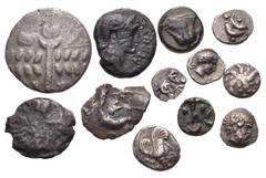 Large Lots MIXED. Greek to British Celtic. Lot of twelve (12) AR and Æ denominations. Includes: ISLANDS off THRACE, Thasos. Circa 500-480 BC. AR Sixteenth Stater – Obol // ISLANDS off THRACE, Thasos. 