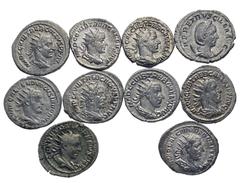 Large Lots ROMAN. Imperial. Lot of ten (10) AR Antoniniani. Includes: Herennia Etruscilla // Herennius Etruscus // Trebonianus Gallus (8). Some porosity. VF to Good VF. LOT SOLD AS IS, NO RETURNS. Ten