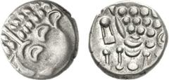 CELTIC, Britain. Durotriges. Uninscribed. Circa 65 BC-AD 45. AR Stater (5.42 g, 12h). Durotrigan E, Abstract (Cranborne Chase) type. Devolved head of Apollo right / Disjointed horse left; pellets abov