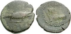 CRETE, Cnossus. Circa 37 BC. Æ 27mm (11.06 g, 12h). M. Licinius Crassus, magistrate. Crocodile standing right / Rostrum right. RPC 914.40 (this coin); Svoronos, Numismatique 1903. Near VF, dark brown 
