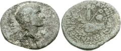 LYDIA, Magnesia ad Sipylum. M. Tullius Cicero Minor. Late 1st century BC. Æ 23mm (5.55 g, 12h). Theodoros, magistrate. Struck after 30 BC. Bare head of Cicero Minor right / Right hand holding wreath, 