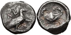 Greek SICILY, Akragas. Circa 480/78-470 BC. AR Didrachm (20.5mm, 8.47 g, 9h). Sea eagle standing right / Crab within incuse circle. Westermark, Coinage, Period I, Group IV, 256 (O86/R177 - this coin);