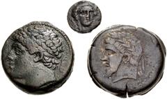 Large Lots GREEK. Magna Graecia & Sicily. Lot of three (3) bronze issues. Includes: SICILY, Gela. Æ Tetras // SICILY, Syracuse. Hieron II. // KINGS of NUMIDIA. Massinissa. The Gela completely smoothed