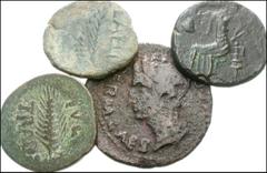 ROMAN. Provincial. Miscellaneous Æ from Spain. Includes: Ebora. Augustus. Æ As. Bare head left / Legend in four lines within wreath. RPC I 51 // Laelia. Augustus. Æ Semis. Bare head right / Two palm b
