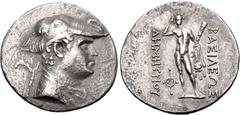 Oriental Greek BAKTRIA, Greco-Baktrian Kingdom. Demetrios I Aniketos. Circa 200-185 BC. AR Tetradrachm (32mm, 14.70 g, 12h). Diademed and draped bust right, wearing elephant skin headdress / Herakles 