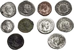 Large Lots ROMAN. Imperial. Lot of ten (10) mostly AR Antoniniani. Includes: Gordian III (1) // Philip I (3) // Philip II (2) // Gallienus (1) // Claudius II (1) // Severina. Lot also includes an AR S