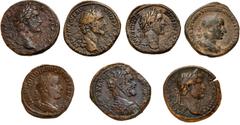 Large Lots ROMAN. Imperial. Lot of seven (7) Æ Sestertii from Hadrian to Trebonianus Gallus. Includes: Hadrian // Antoninus Pius (3) // Septimius Severus // Trebonianus Gallus // Gordian III. Roughnes