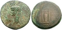 LYCIA, Lycian League. Claudius. AD 41-54. Æ 31mm (17.52 g, 6h). Bare head left; c/m: P in oval incuse / Cult statue of Artemis Eleuthera in distyle temple. RPC 3342; Troxell C9; Howgego 684. Near VF, 