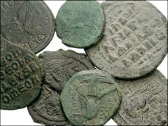 BYZANTINE. Miscellaneous Æ. Includes: Maurice Tiberius. Æ Follis. Constantinople mint // Heraclius. Æ Half Follis. Thessalonica mint // Leo VI. Æ Follis. Constantinople mint // Romanus IV. Æ Follis. C