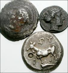 GREEK. Miscellaneous. AR from Bruttium to Lycia. Includes: BRUTTIUM, Terina. Circa 420-400 BC. AR Triobol. Head of nymph right, hair bound with sphendone / Nike seated left on cippus, holding sceptre 