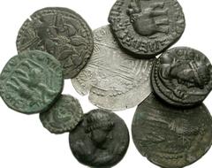 MIXED. Oriental Greek and Central Asian. Miscellaneous Æ and AR. Includes: Indo-Greek, Indo-Skythian, and Hunnic issues of various sizes, denominations, and rulers. Good Fine-Near VF condition. LOT SO