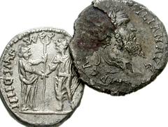 ROMAN. Imperial. Contemporary imitations of Didius Julianus and Caracalla. Includes: imitation denarii. Didius Julianus. Fourrée Denarius // Caracalla. Imitation Denarius. VF condition, porous, irregu