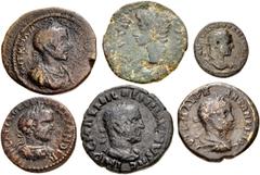 Large Lots ROMAN. Provincial. Lot of six (6) bronze issues. Includes: SPAIN, Julia Traducta. Augustus. Æ As // MOESIA SUPERIOR, Viminacium. Aemilian // MOESIA INFERIOR, Tomis. Gordian III // THRACE, P