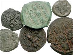 BYZANTINE. Early. Æ from Justin II through Constans II. Includes: Justin II. Æ Follis. Year 10. SB 372 // Heraclius. Æ Follis. Nicomedia mint. Year 17. SB 835 // Constans II. Æ Follis. Constantinople 