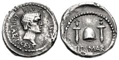 Merani Collection – Roman Republican The Republicans. Brutus. Late summer-autumn 42 BC. AR Denarius (18mm, 3.40 g, 12h). Military mint traveling with Brutus and Cassius in western Asia Minor or northe