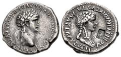 Merani Collection – Roman Imperial Nero, with Agrippina Junior. AD 54-68. AR Drachm (17.5mm, 3.61 g, 12h). Caesarea mint in Cappadocia. NERO CLAVD • DIVI • CLAVD • F • CAESAR AVG GERMANI, laureate hea