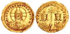 Merani Collection – Byzantine Basil II Bulgaroktonos, with Constantine VIII. 976-1025. AV Histamenon Nomisma (20mm, 4.40 g, 6h). Constantinople mint. Struck 989-1001. + IhS XIS RЄX RЄςNΛNTIhm, facing 