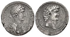Roman Provincial SELEUCIS and PIERIA, Antioch. Mark Antony & Cleopatra. Circa 36-34 BC. AR Tetradrachm (26mm, 15.03 g, 12h). BACIΛICCA KΛЄOΠATPA ΘЄA NЄωTЄPA, diademed bust of Cleopatra right, wearing 