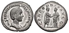 Roman Imperial Tranquillina. Augusta, AD 241-244. AR Antoninianus (23mm, 4.04 g, 7h). Rome mint. Special emission for marriage of Gordian III and Tranquillina, AD 241. SABINIA TRANQVILLINA AVG, draped