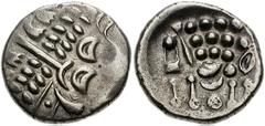 CELTIC, Britain. Durotriges. Uninscribed. Circa 65 BC-AD 45. AR Stater (19mm, 5.28 g, 7h). Durotrigan E, Abstract (Cranborne Chase) type. Devolved head of Apollo right / Disjointed horse left; pellets