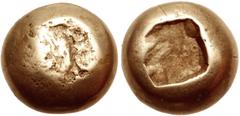 Greek IONIA, Uncertain. Circa 650-600 BC. EL Hemihekte – Twelfth Stater (6mm, 1.07 g). Lydo-Milesian standard. Plain globular surface / Square incuse punch. Karwiese, Artemision, Type I.1; Elektron I 