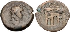 Roman Provincial EGYPT, Alexandria. Domitian. AD 81-96. Æ Drachm (34mm, 18.27 g, 12h). Dated RY 14 (AD 94/95). Laureate head right / Triumphal arch with three bays between columns, two windows above; 