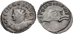 Roman Imperial Gallienus. AD 253-268. Antoninianus (22.5mm, 2.49 g, 12h). Mediolanum (Milan) mint. Issue 2(2), AD 260-1. GALLIENVS AVG, radiate and cuirassed bust left, viewed from front, holding spea