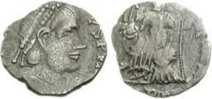 VANDALS. temp. Gaiseric to Gunthamund. Circa 440-490. AR Siliqua (1.60 g, 5h). Imitative Group. Pseudo-Ravenna mint in Carthage. Struck in the name of Honorius. [D N HONORI] VS P F Λ[VG], pearl-diadem