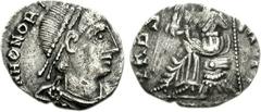 VANDALS. temp. Gaiseric to Gunthamund. Circa 440-490. AR Siliqua (1.53 g, 11h). Imitative Group. Pseudo-Ravenna mint in Carthage. Struck in the name of Honorius. [D] N HONORI [VS P F ΛVG], pearl-diade