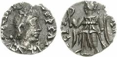 VANDALS. temp. Gaiseric to Gunthamund. Circa 440-490. AR Half Siliqua (0.62 g, 2h). Degenerate Group. Pseudo-Ravenna mint in Carthage. Struck in the name of Honorius. D N HONORI VS P F ΛV[G], pearl-di