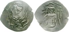 BULGARIA, Second Empire. Mico Asen. 1256–1257. Æ Trachy (2.82 g, 6h). Facing bust of St. Nikolai, raising hand in benediction and holding Gospels / Half-length facing bust of Mico Asen, holding scepte