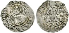 BULGARIA, Second Empire. Ivan Sracimir. 1356–1397. AR Half Grosh (0.67 g, 2h). Half-length facing bust of Christ standing facing before seat, raising hands in benediction, IC XC and monograms across f