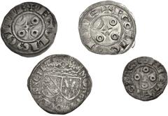 Large Lots WORLD. France. Lot of four (4) Provincial silver issues. Includes: Angoulême. AR Denier (2) // AR Obol // Lorraine. Henri II. AR 2 Denier. Average VF, the 2 Denier rough and porous. LOT SOL