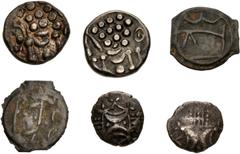 Large Lots BRITISH. Celtic. Lot of six (6) silver, bronze, and potin issues. Includes: Iceni. AR Unit. SCBC 441 (2) // Durotriges. AR Stater. SCBC 366 // CU or Debased AR Stater. SCBC 367 // Cantii. P