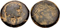 Roman Provincial SELEUCIS and PIERIA, Antioch. Otho. AD 69. Æ (26mm, 15.19 g, 11h). Laureate head right; c/m: X (for Legio X Fretensis) in incuse square / Large S C within wreath consisting of eight s