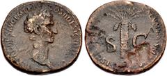 Roman Imperial Nerva. AD 96-98. Æ Sestertius (34mm, 25.12 g, 6h). Rome mint. Struck AD 96. Laureate head right / Palm tree. RIC II 72; Hendin 1603a; Banti 16. Brown patina, rough and pitted surfaces. 
