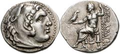 KINGS of MACEDON. Alexander III ‘the Great’. 336-323 BC. AR Drachm (19mm, 4.26 g, 12h). Pella mint. Struck under Antigonos II Gonatas, circa 279-277/6 BC. Head of Herakles right, wearing lion skin / Z