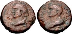 Greek KINGS of ARMENIA MINOR. Aristoboulos, with Salome. AD 54-92. Æ (21mm, 6.34 g, 11h). Dated RY 13 (AD 66/7). Diademed and draped bust of Aristobulus left; [date at end of legend] / Diademed and dr