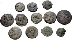 Large Lots GREEK. Magna Graecia & Sicily. Lot of twelve (12) bronze issues. Includes: APULIA, Salapia // SICILY, Himera // Hybla // Messana // Syracuse (7). Lot also includes a bronze of Colonia Patri