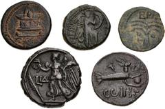 Large Lots ROMAN. Provincial. Lot of five (5) silver and billon issues. Includes: MYSIA, Parium. Severus Alexander // SELEUCIS and PIERIA, Antioch. Pseudo-autonomous. Æ Tetrachalkon // JUDAEA, Procura