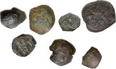 Large Lots BYZANTINE. Lot of seven (7) Æ or BI issues. Includes: John III. BI Trachy // Manuel I. Æ Half Tetarteron // Latin Rulers. BI Trachy // John I Comnenus. BI Trachy // Michael VIII. BI Trachy 