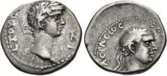 Merani Collection – Roman Provincial KINGS of PONTUS. Polemo II, with Nero. AD 38-64. AR Drachm (18mm, 3.54 g, 6h). Dated RY 17 (AD 54/5). Diademed head of Polemo right / Laureate head of Nero right; 