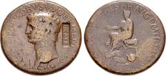 Merani Collection – Roman Imperial Nero Claudius Drusus. Died 9 BC. Æ Sestertius (35mm, 28.04 g, 5h). Rome mint. Struck under Claudius, AD 41-42. Bare head left; c/m: NCAPR (Nummus Caesare Augusto PRo