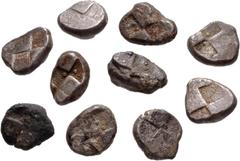 Large Lots GREEK. Asia Minor. Lot of ten (10) AR Drachms of Paphlagonia, Sinope. All coins: Head of eagle / Quadripartite incuse square, opposing quarters filled or stippled. HGC 7, 384. Fine or sligh