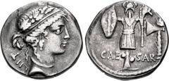 Roman Republican The Caesarians. Julius Caesar. Late spring-early summer 48 BC. AR Denarius (17.5mm, 3.69 g, 12h). Military mint traveling with Caesar, probably commencing after the battle of Pharsalu