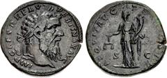 Roman Imperial Pertinax. AD 193. Æ Sestertius (32.5mm, 24.32 g, 6h). Rome mint. Laureate head right / Aequitas standing left, holding scales and cornucopia. RIC IV 14; Lempereur 734g (D270/R374 – this