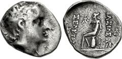 Greek SELEUKID EMPIRE. Seleukos IV Philopator. 187-175 BC. AR Drachm (17mm, 4.09 g, 9h). ΞAP-monogram mint, in Northern Media or Hyrkania. Diademed head right / Apollo, testing arrow and placing hand 